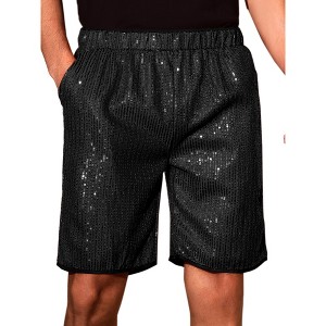 INSPIRE CHIC Men's Metallic Above Knee Clubwear Sparkly Sequins Shorts - 1 of 4