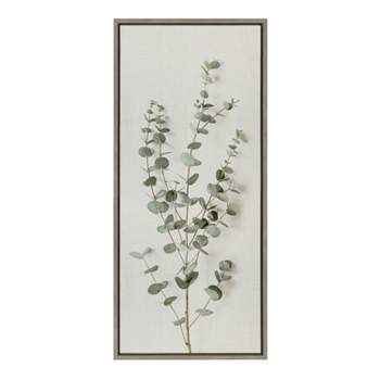 18" x 40" Sylvie Eucalyptus Botanical I by The Creative Bunch Studio Framed Wall Canvas Gray - Kate & Laurel All Things Decor