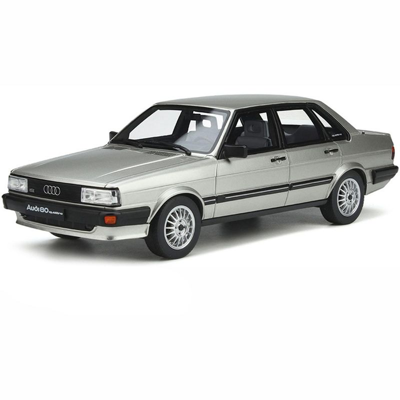1983 Audi 80 Quattro Zermatt Silver Metallic with Black Stripes Limited Edition to 2000 pcs 1/18 Model Car by Otto Mobile, 1 of 7