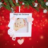 Polarx 4.5 Inch Baby's Girl First Picture Frame Ornament Christmas Tree Ornament , Christmas Decor Newborn Bottle Rattle Heart (1PC) - 2 of 4