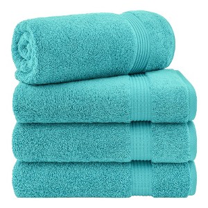 American Soft Linen Turkish Premium Quality 100% Cotton Turkish 4 Piece Bath Towel Set, Soft Absorbent Quick Dry Bath Towels for Bathroom - 1 of 4