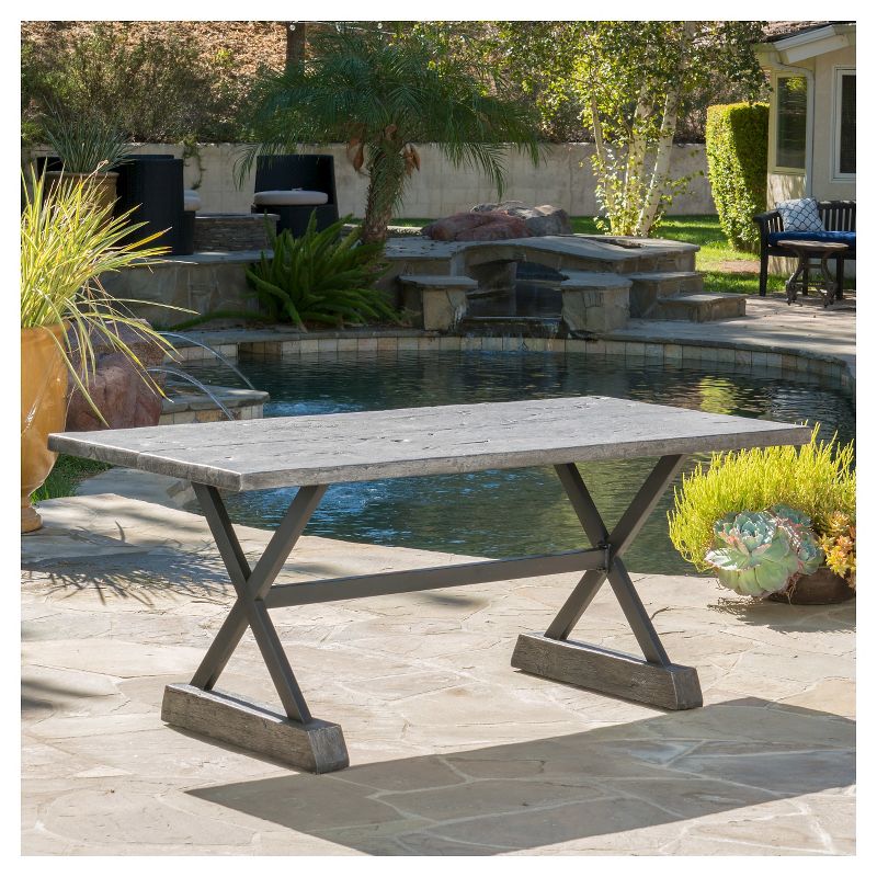 Chalmette Rectangular Light Weight Concrete Patio Dining Table - Gray - Christopher Knight Home, 3 of 6
