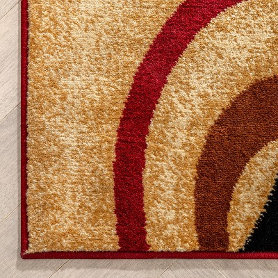 Well Woven Deco Rings Red Geometric Modern Casual Area Rug 9x13 (9'3" x 12'6") Abstract Contemporary Color Block Boxes Lines Soft Rug