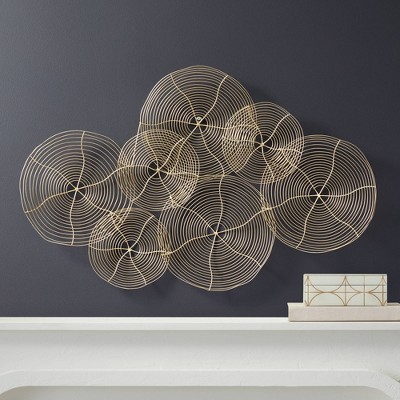Glossy Gold Metal Overlapping Circles Wall Art, 39"