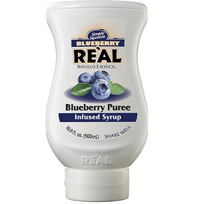 Reàl Infused Exotics Simply Squeeze Infused Syrup Blueberry 16.9oz Bottle for Mix- ologists, Chefs, Cooks