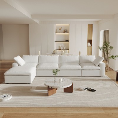 Cloud Modular Sectional Sofa Couch,160.6" L Shaped Convertible Couches with Storage Ottoman for Living Room,Sofa Covers Washable&Replaceable