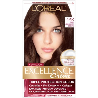 L'Oreal Paris Excellence Triple Protection Permanent Hair Color - 6.3 fl oz - 4AR Dark Chocolate Brown - 1 Kit