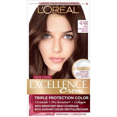 L Oreal Paris Excellence Triple Protection Permanent Hair Color 4ar Dark Chocolate Brown 1 Kit