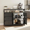 47.2" Modern Farmhouse Sideboard Buffet Cabinet with Storage, Built-in Power Outlet, 3 Drawers & 2 Barn Doors, Large Wood Coffee Bar Table - 3 of 4