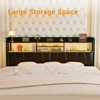 Aheaplus Upholstered Headboard with Storage Shelf, Charging Station and LED Light - 4 of 4