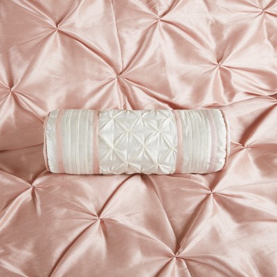 Blush Full 7-Piece Tufted Comforter Set with Decorative Pillows