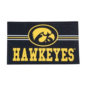 Evergreen NCAA Iowa Hawkeyes Embossed Mat Cross Hatch Indoor and Outdoor Doormat - 1 of 4