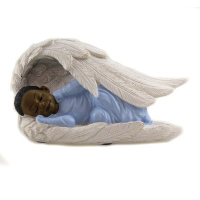 Black Art 3.5" Baby Boy Angle Wings Religious Heavenly Blue  -  Decorative Figurines