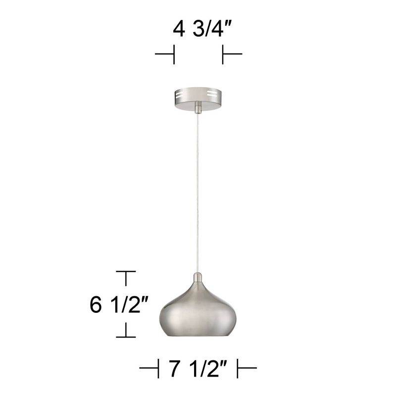 Possini Euro Design Holland Satin Nickel Mini Pendant Light 7 1/2" Wide Modern LED Fixture for Dining Room House Foyer Kitchen Island Entryway Bedroom, 4 of 9