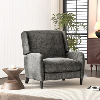 Coolbibila-Fabric Oversized Push Back Recliner,Adjustable Reclining Chair With Lumbar Support,Lounge Armchair With Padded Seat Backrest