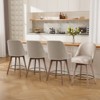 Bekrvio 26" Swivel Bar Stools Set 1/2/3/4 with Solid Wood Legs, 3.15" Linen Upholstered Seat with Back, Mid-Century Bar Chairs for Kitchen Island - 2 of 4