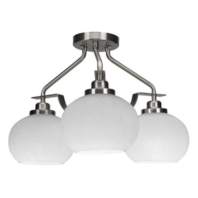 Toltec Lighting Odyssey 3 - Light Flush Mount in  Brushed Nickel with 7" White Muslin Shade
