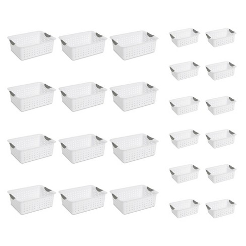 Sterilite Medium & Small Ultra Plastic Storage Bin Organizer Basket (12  Pack) : Target