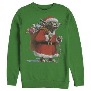 Men's Star Wars Christmas Santa Yoda Sweatshirt - 1 of 3