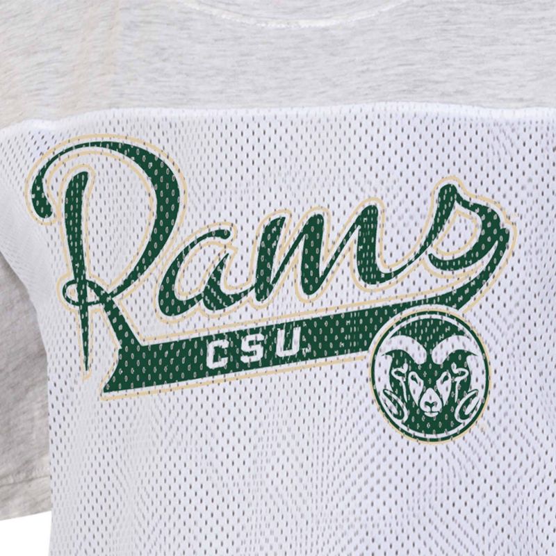 NCAA Colorado State Rams Women&#39;s White Mesh Yoke T-Shirt, 3 of 4
