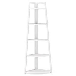 Resenkos Bookshelf, Bookcase Standing Shelf Unts,5-Tier Corner Shelf, 70" Tall Corner Ladder Shelf Small Bookshelf,White - 1 of 4