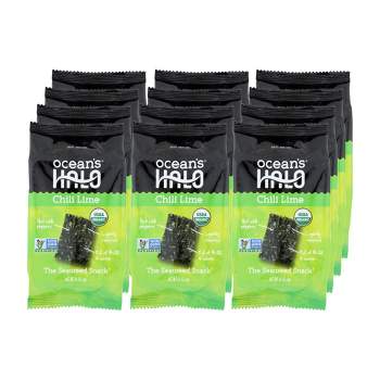 Ocean's Halo Chili Lime Seaweed Snack - Case of 12/.14 oz
