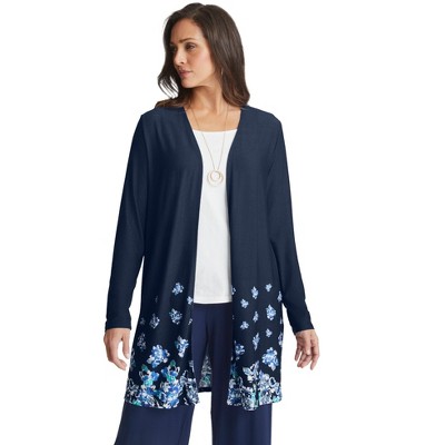 Jessica London Women's Plus Size Everyday Stretch Knit Open Front Cardigan