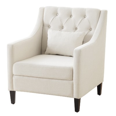 TOAOTBNBO Wooden Accent Chair with High Back, Breathable Fabric Armchair with Soft Padded Seat Mid-Century Single Sofa Chair for Office, Blue