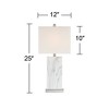 360 Lighting Connie Modern Table Lamps 25" High Set of 2 White Faux Marble with USB Charging Ports Rectangular Shade for Living Room Office Desk House - 4 of 4