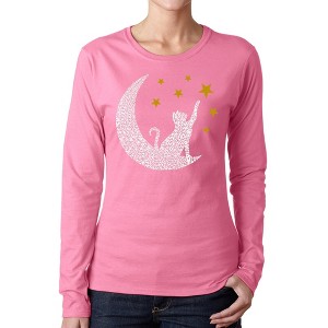 LA Pop Art Cat Moon - Women's Word Art Long Sleeve T-Shirt - 1 of 4