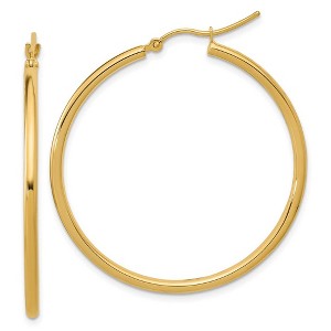 Black Bow Jewelry 2mm Round Hoop Earrings in 10k Yellow Gold, 40mm (1 1/2 Inch) - 1 of 4