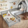 House Floor Bed, Double Full Floor Bed with Door and Full-length Guardrails, Multi-function Design, Grey - 2 of 4