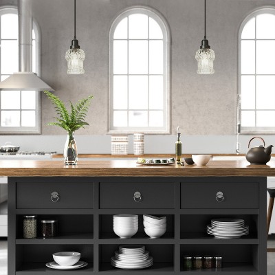 Delphine 4.5" Black and Clear Glass Pendant Light