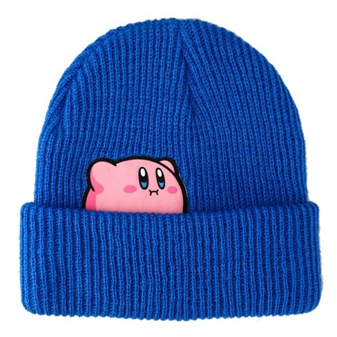 Kirby Snack Time Royal Blue Cuffed Plain Skull Acrylic Knitted Beanie Hat