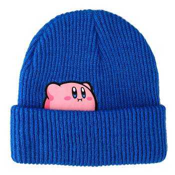 Kirby Snack Time Royal Blue Cuffed Plain Skull Acrylic  Knitted Beanie Hat