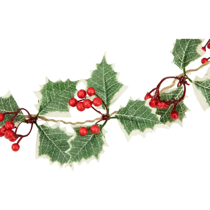 Northlight Pre-Lit B/O Holly and Berry Christmas Garland - 3.25' - Warm White LED Lights, 2 of 4