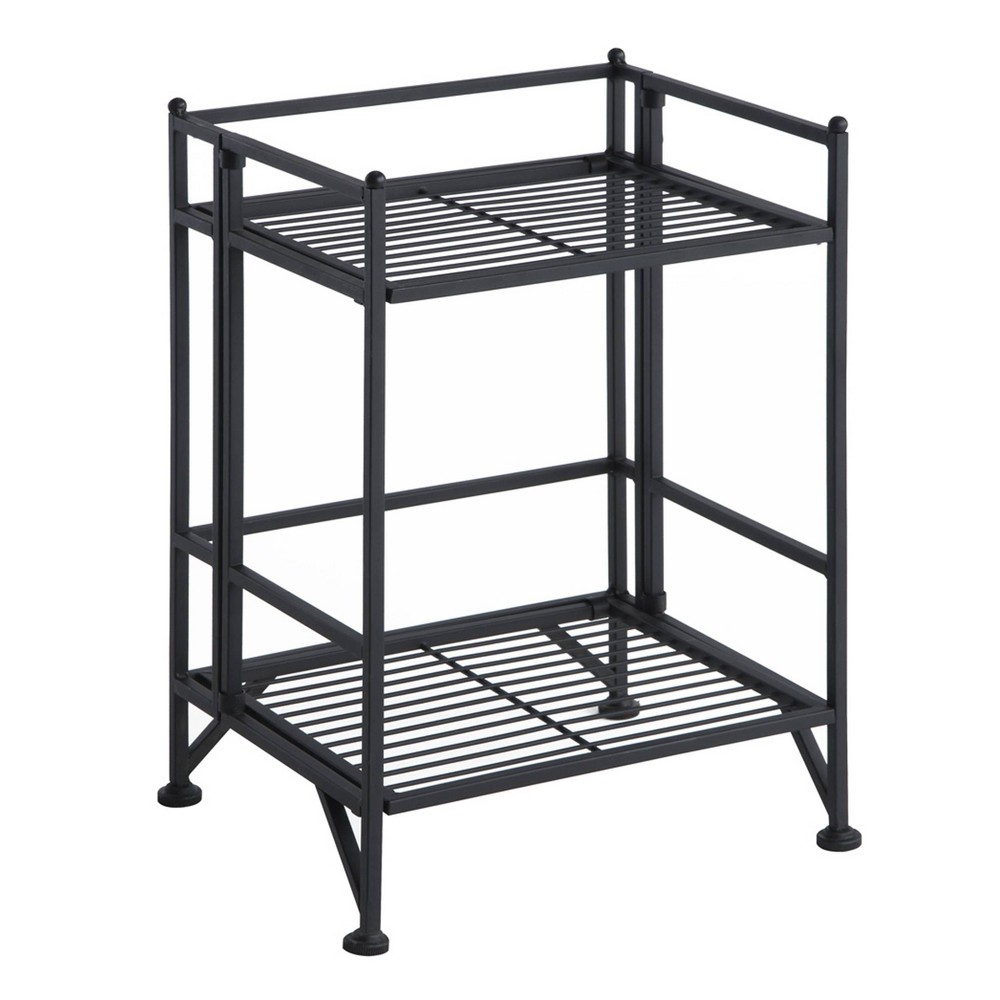 20.25" 2 Tier Folding Metal Shelf Black - Breighton Home