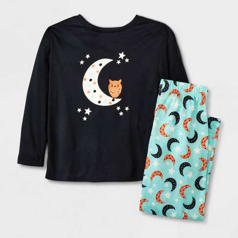 Girls' 2pc Long Sleeve Pajama Set - Cat & Jack™ Black Xs : Target