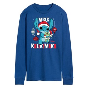 Men's - Lilo and Stitch - Mele Kalikimaka Long Sleeve Graphic T-Shirt - 1 of 3
