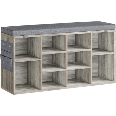 Shoe Bench with Cushion, Ten Cubbies Storage Bench with Adjustable Shelves, Cubby Seat Shoe Cabinet for Entryway Living Room Hallway Bedroom Dorm - image 1 of 4