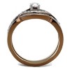 Slickblue Stainless Steel Women's Ring with Two-Tone Light Brown Finish and Clear CZ, Size 5-10 - 3 of 4