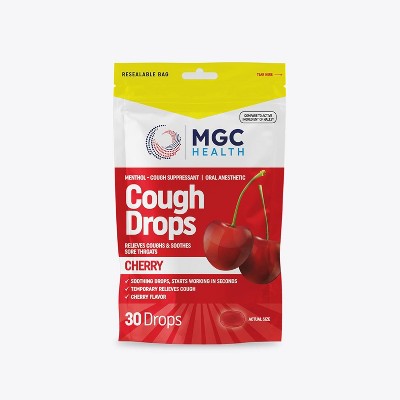 MGC Health Cough Drops, Cherry Flavored, 30 Ct