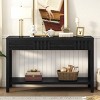 Rectangular Console Table with 2 Storage Drawers,MDF Entryway Table with Ash Veneer,Bottom Open Shelf Organizer for Living Room-Coolbibila - 2 of 4