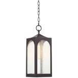 Possini Euro Design Tyne Modern Industrial Outdoor Hanging Light Bronze 19" Seedy Glass Shade for Post Exterior Barn Deck House Porch Yard Patio Home