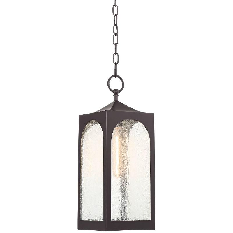 Possini Euro Design Tyne Modern Industrial Outdoor Hanging Light Bronze 19" Seedy Glass Shade for Post Exterior Barn Deck House Porch Yard Patio Home, 1 of 9