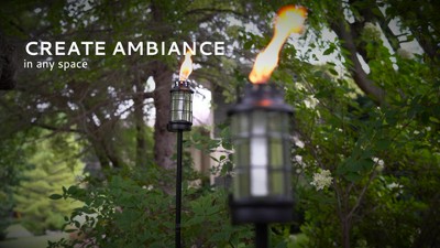 Hunter Black Metal Outdoor Torches with Deer Design, 64.5 Inches