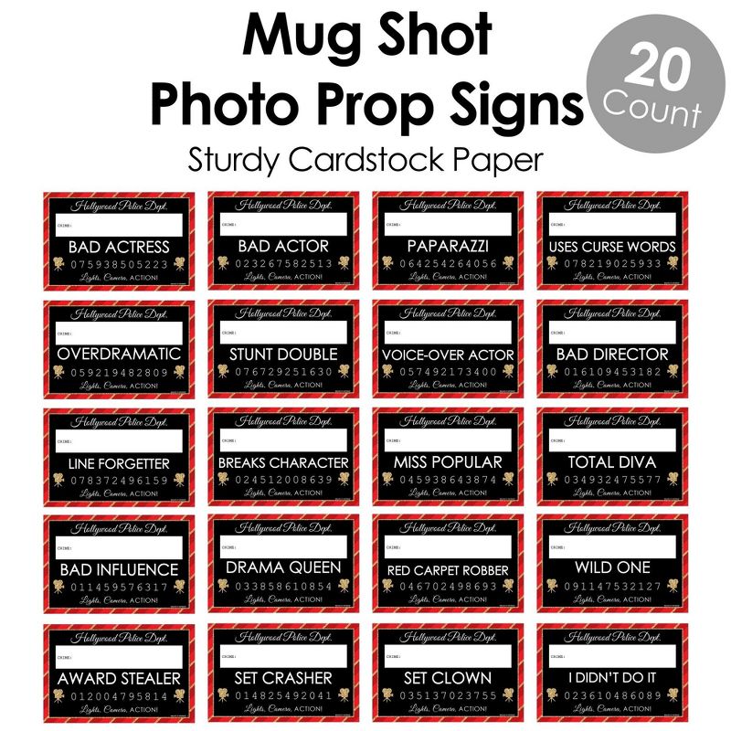 Big Dot of Happiness Red Carpet Hollywood - Movie Night Party Mug Shots - Photo Booth Props Kit - 20 Count, 5 of 8