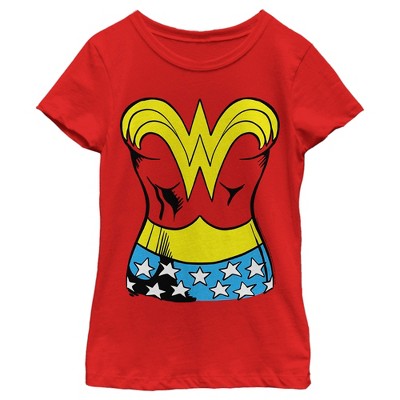 Girl's Wonder Woman Realistic Costume T-Shirt - Red - Large