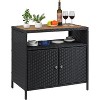 Rattan Outdoor Storage Cabinet - Black & Brown, Weather-Resistant, for Patio/Garden/Deck - 4 of 4