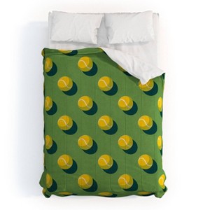 Deny Designs Daniel Coulmann Tennis Grass Court Pattern Kids' Comforter Bedding Set Green - 1 of 4